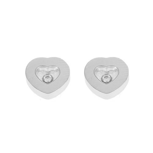 Boucles d'oreilles Chopard Boucles d'oreilles Happy Diamonds en or gris et diamants 58 Facettes DV25704-1