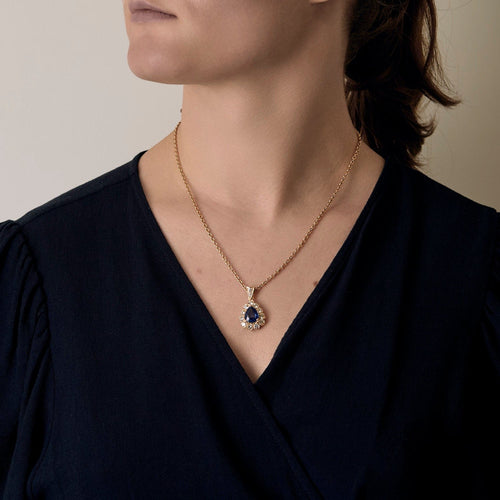 Pendentif Pendentif en or jaune, saphir de 3,04 carats et diamants 58 Facettes DV26878-4