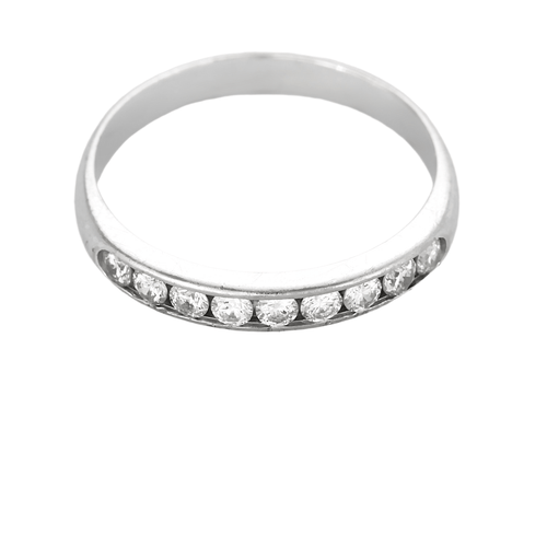 Bague 52 Alliance semi pavé en or blanc et diamants 58 Facettes DV27214-3-52-1