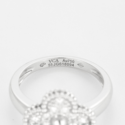 Bague 55 VAN CLEEF & ARPELS - Bague Vintage Alhambra en or blanc et diamants 58 Facettes DV0315-16-DV0882-1