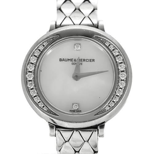 Montre BAUME & MERCIER - Petite Promesse - Montre en acier à boitier rond, mouvements quartz et diamants 58 Facettes DV26161-7