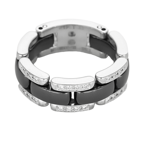 Bague 55 CHANEL -ULTRA - Moyen Modèle- Bague en or blanc, céramique noire et diamants. 58 Facettes DV9816-3