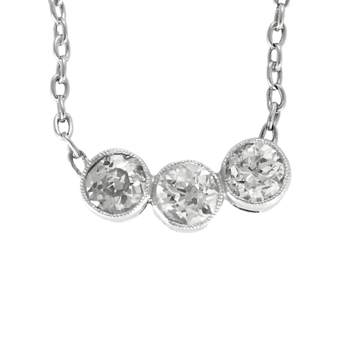 Collier Collier en or gris, platine et trois diamants. 58 Facettes DV25505-8