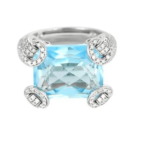 Bague 51,5 GUCCI - Bague en or blanc, topaze et diamants 58 Facettes DV26848-3-515-5