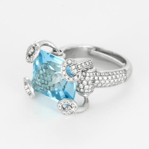 Bague 51,5 GUCCI - Bague en or blanc, topaze et diamants 58 Facettes DV26848-3-515-5