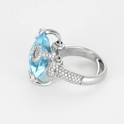Bague 51,5 GUCCI - Bague en or blanc, topaze et diamants 58 Facettes DV26848-3-515-5