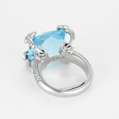 Bague 51,5 GUCCI - Bague en or blanc, topaze et diamants 58 Facettes DV26848-3-515-5