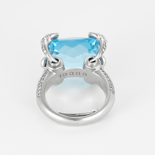 Bague 51,5 GUCCI - Bague en or blanc, topaze et diamants 58 Facettes DV26848-3-515-5
