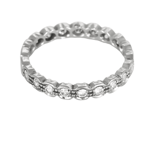 Bague 59 Alliance américaine en or blanc et diamants 58 Facettes DV27468-50-59-2