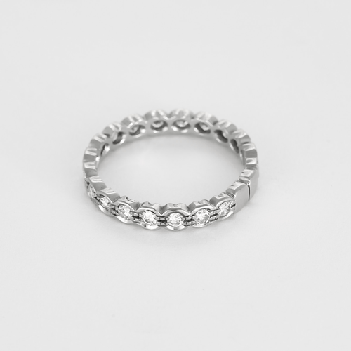 Bague 59 Alliance américaine en or blanc et diamants 58 Facettes DV27468-50-59-2