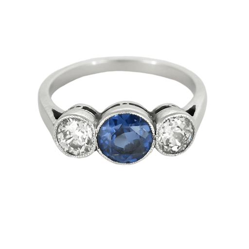 Bague 47 Bague en or gris, platine,  saphir et diamants 58 Facettes DV25505-5