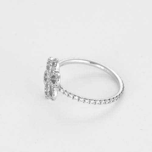 Bague 51 Fine bague fleurs en or blanc et diamants 58 Facettes DV26414-1-51-2