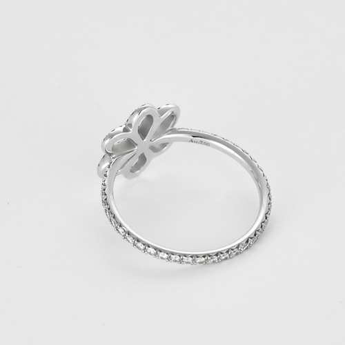 Bague 51 Fine bague fleurs en or blanc et diamants 58 Facettes DV26414-1-51-2
