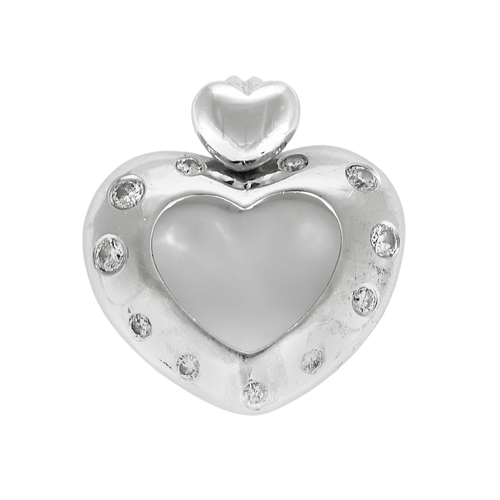 Pendentif Pendentif « coeur » ajourée et bombée en or blanc et diamants 58 Facettes DV27468-57
