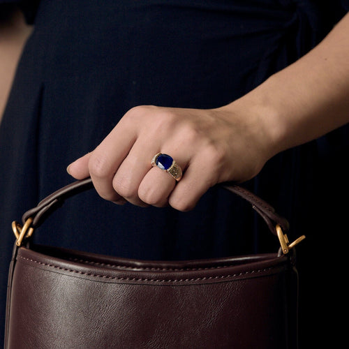 Bague 50 O.J.Perrin - Bague en or jaune , saphir ceylan 7 carats environ et diamants 58 Facettes DV24635-1