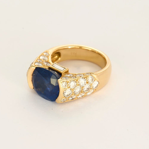 Bague 50 O.J.Perrin - Bague en or jaune , saphir ceylan 7 carats environ et diamants 58 Facettes DV24635-1