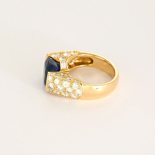 Bague 50 O.J.Perrin - Bague en or jaune , saphir ceylan 7 carats environ et diamants 58 Facettes DV24635-1