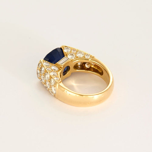 Bague 50 O.J.Perrin - Bague en or jaune , saphir ceylan 7 carats environ et diamants 58 Facettes DV24635-1