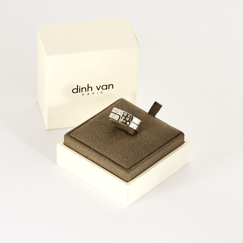 Bague 55 Dinh Van Seventies - Bague moyen modèle en or blanc 18K et diamant 58 Facettes DV27643-1-DV0882-1
