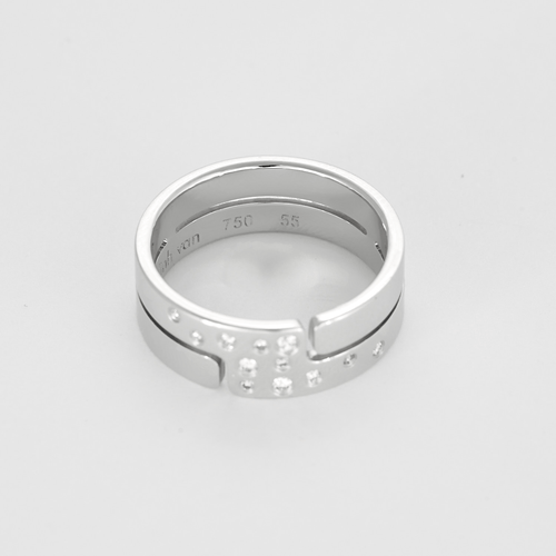 Bague 55 Dinh Van Seventies - Bague moyen modèle en or blanc 18K et diamant 58 Facettes DV27643-1-DV0882-1