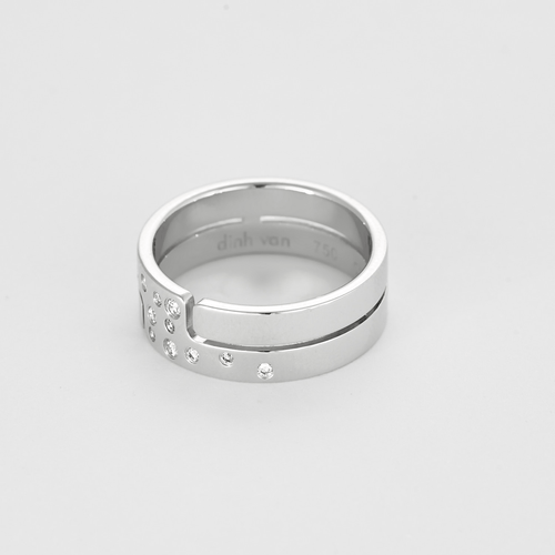 Bague 55 Dinh Van Seventies - Bague moyen modèle en or blanc 18K et diamant 58 Facettes DV27643-1-DV0882-1