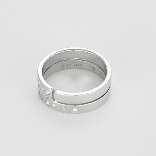 Bague 55 Dinh Van Seventies - Bague moyen modèle en or blanc 18K et diamant 58 Facettes DV27643-1-DV0882-1