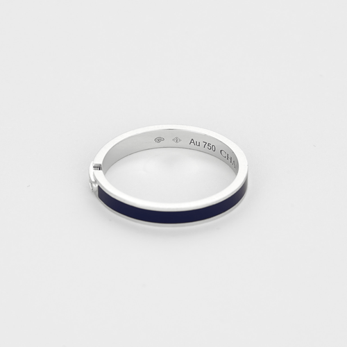 Bague CHAUMET - Lien Evidence - Alliance en or gris, émail bleu et diamants 58 Facettes DV27402-1