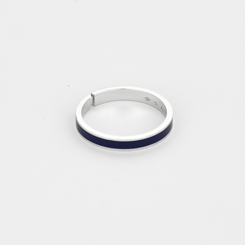Bague CHAUMET - Lien Evidence - Alliance en or gris, émail bleu et diamants 58 Facettes DV27402-1