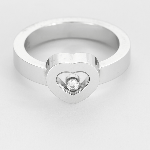 Bague 53 CHOPARD – Happy Heart – Bague en or gris et diamants. 58 Facettes DV27468-11-53-2