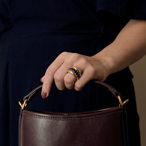 Bague 53 Importante bague en or jaune et saphirs 58 Facettes DV27468-30-53-2