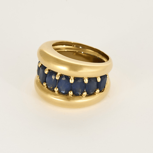 Bague 53 Importante bague en or jaune et saphirs 58 Facettes DV27468-30-53-2