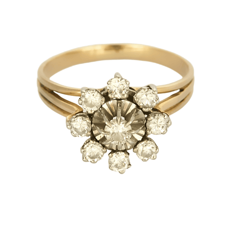 Bague 60 Bague Fleur en or jaune et or gris, diamants 58 Facettes DV27468-31-60-2