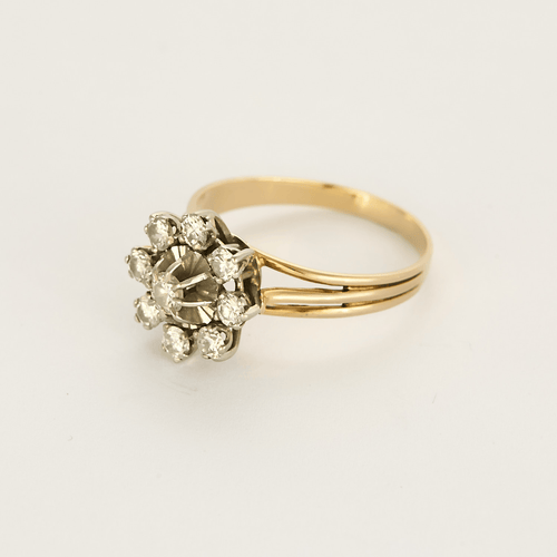 Bague 60 Bague Fleur en or jaune et or gris, diamants 58 Facettes DV27468-31-60-2