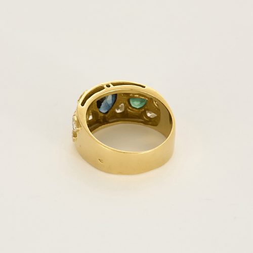 Bague 52 Bague en or jonc, saphirs, émeraudes et diamants 58 Facettes DV27468-42-52-1