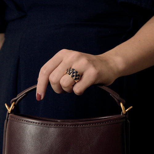 Bague 53,5 Importante bague jonc en or jaune, saphirs et diamants 58 Facettes DV27468-2-535-5