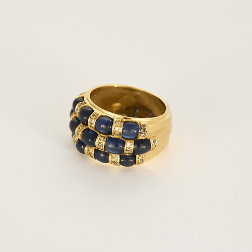 Bague 53,5 Importante bague jonc en or jaune, saphirs et diamants 58 Facettes DV27468-2-535-5