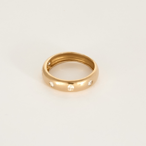Bague jonc en or rose et diamants