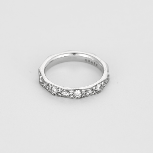 Bague 48 Graff - Laurence Graff - Alliance en or blanc et diamants 58 Facettes DV26891-1-48-2