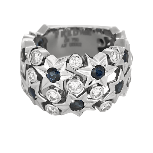 Bague 52 FRED - Haute Joaillerie - Shine-  Bague en or gris diamants et saphirs 58 Facettes DV22876-5