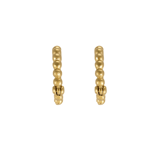 Boucles d'oreilles Paire de petites créoles en or jaune boulé 58 Facettes DV1838-17