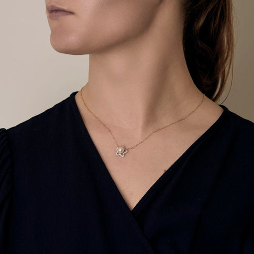 Collier en or jaune et or gris , perle de culture et diamants 58 Facettes DV24577-2