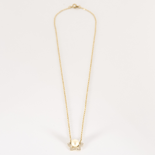 Collier en or jaune et or gris , perle de culture et diamants 58 Facettes DV24577-2