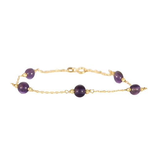 Bracelet en or jaune et perles d'améthyste