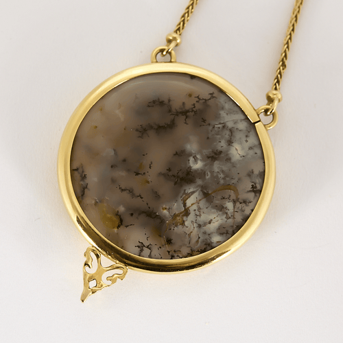 Collier Collier en or jaune et agate mousse 58 Facettes DV24577-7