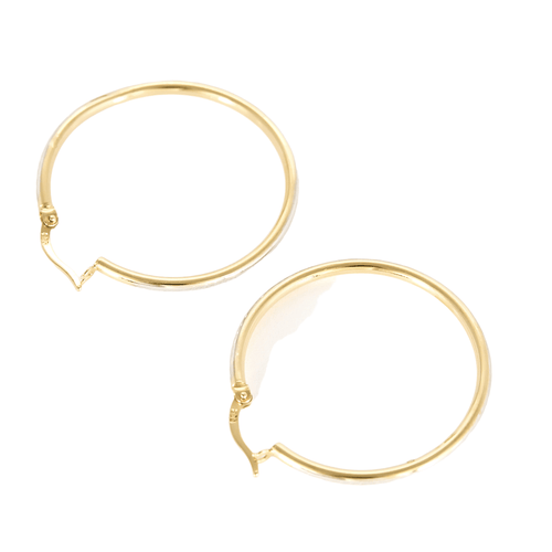 Boucles d'oreilles Paire de créoles en or jaune et or blanc 58 Facettes DV24577-10