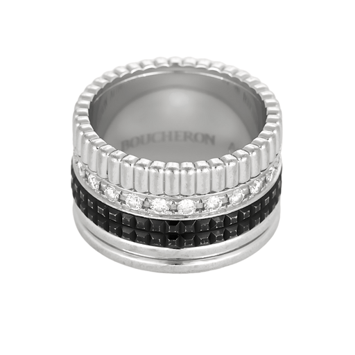 Bague 49 Bague Boucheron Quatre Black Edition grand modèle en or blanc, diamants et PVD noir. 58 Facettes DV27634-1