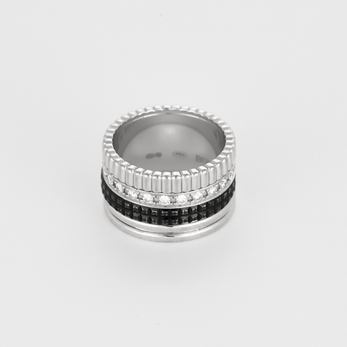 Bague Bague Boucheron Quatre Black Edition grand modèle en or blanc, diamants et PVD noir. 58 Facettes DDV27634-1