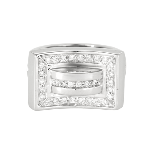 Bague 49,5 Bague en or gris à motifs géométriques entrelacé et diamants 58 Facettes DV22972-30-495-6