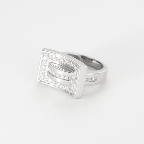 Bague 49,5 Bague en or gris à motifs géométriques entrelacé et diamants 58 Facettes DV22972-30-495-6