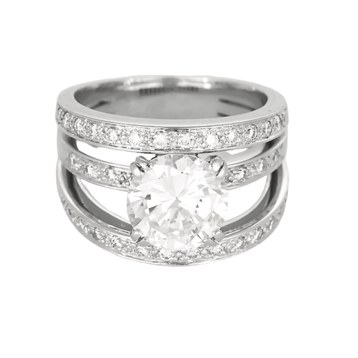 Bague 54 Importante Bague en or gris diamant taille ancienne 2.66 carats environ 58 Facettes DV25096-2-54-3